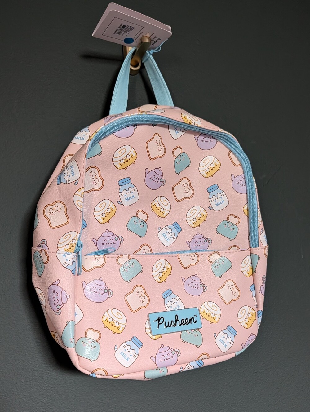 Pusheen Pink Mini Backpack with Light Blue Trim